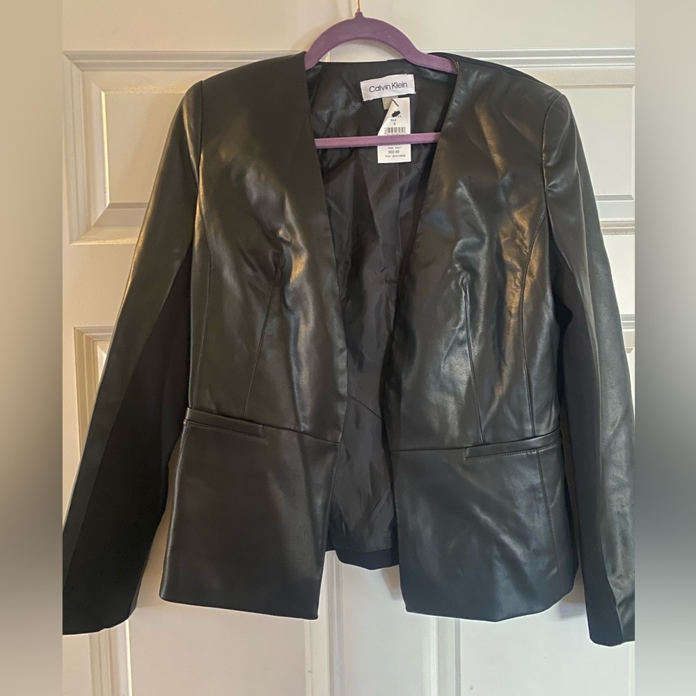 Calvin Klein mixed media leather coat